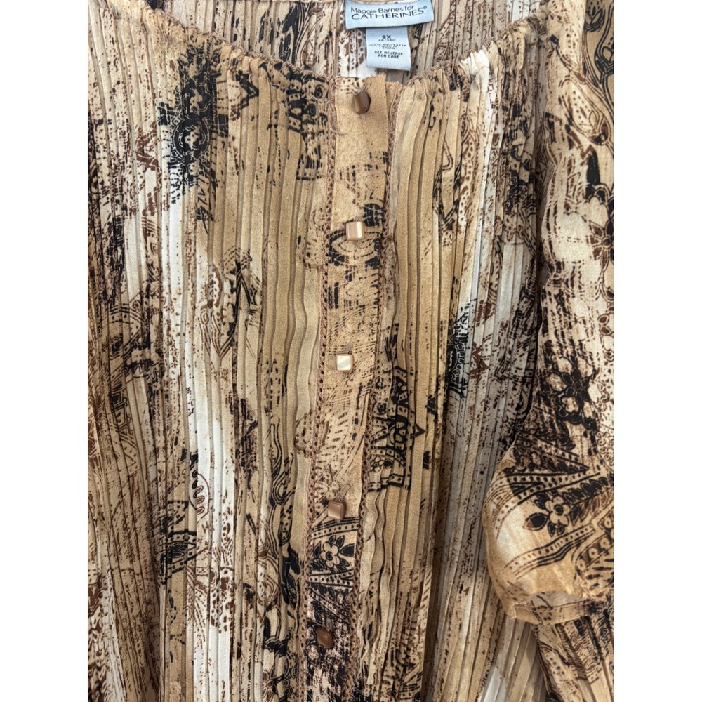 Brown Earth Tone Boho Western Whimsy Button Front Flowy Blouse Size 3X - Picture 16 of 16